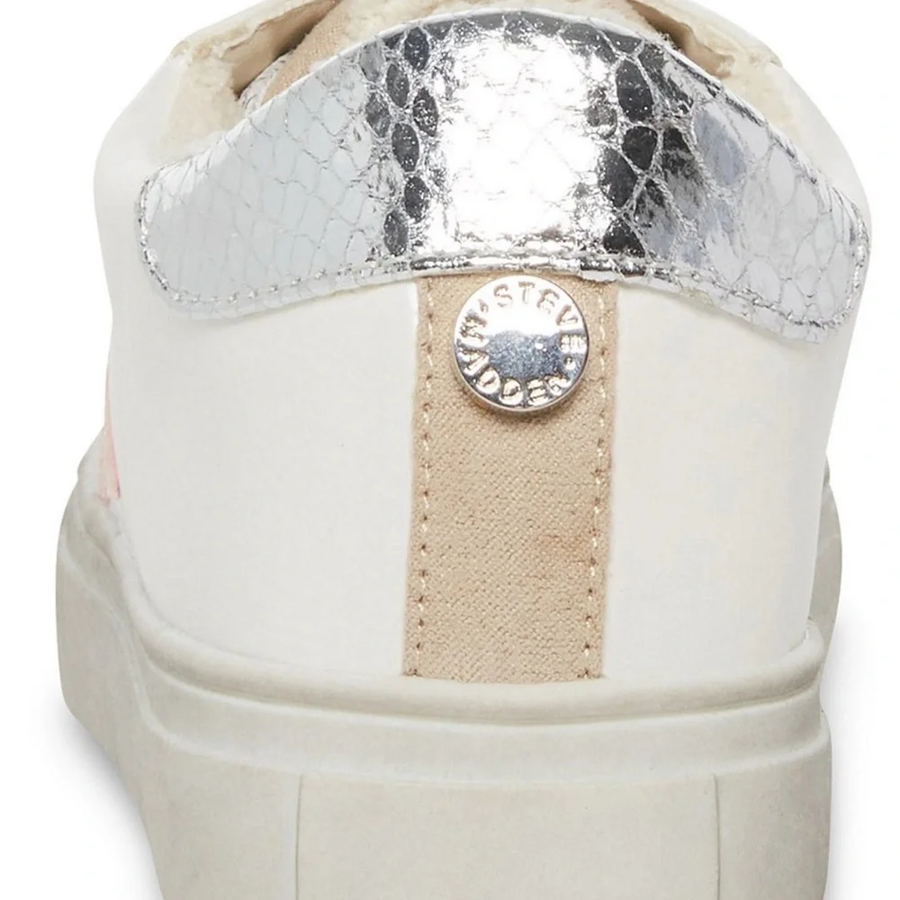 Steve Madden Kids' White and Pink Star Sneakers - Picture 3 of 9